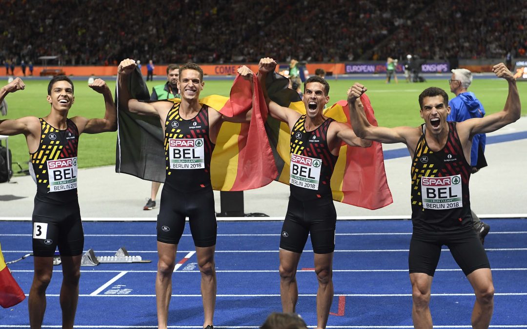 atlétika EB férfi 4 x 400 m váltó (végső győztes: Belgium) 3,25